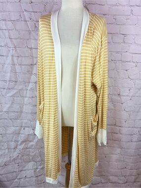 NWT Hemish USA mustard Striped Open-Front Cardigan Women 3X inventive layering